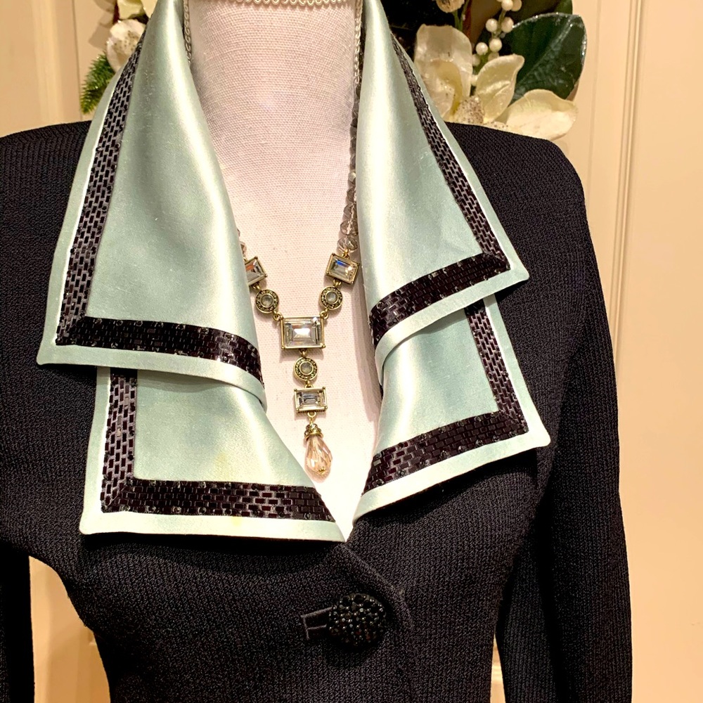 St John Evening Wear Jacket, Silk Removable Collar